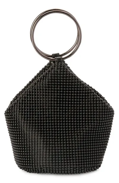 Olga Berg Bianca Ball Mesh Handle Bag In Black