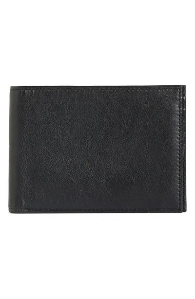 Bosca Id Passcase Wallet In Black Nappa Vitello