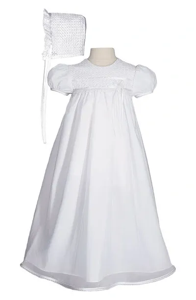 Little Things Mean A Lot Babies'  Christening Gown & Hat Set In White