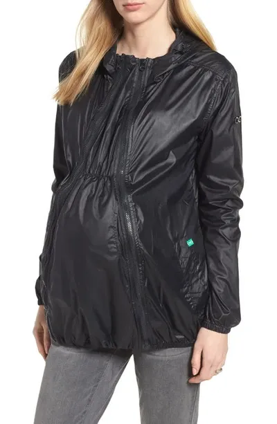 Modern Eternity Waterproof Convertible 3-in-1 Maternity Windbreaker In Black