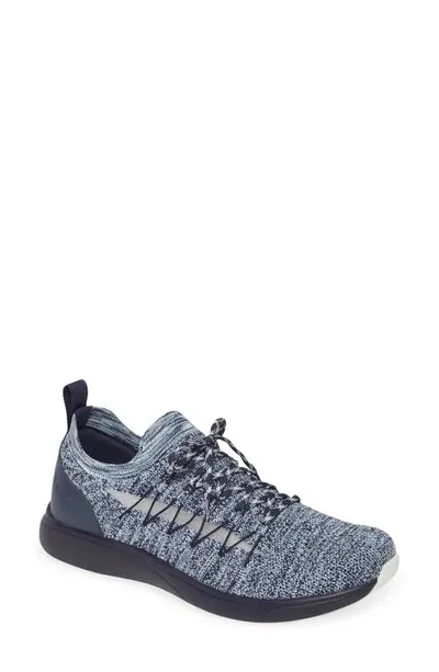 Traq By Alegria Synq Knit Sneaker In Navy Leather