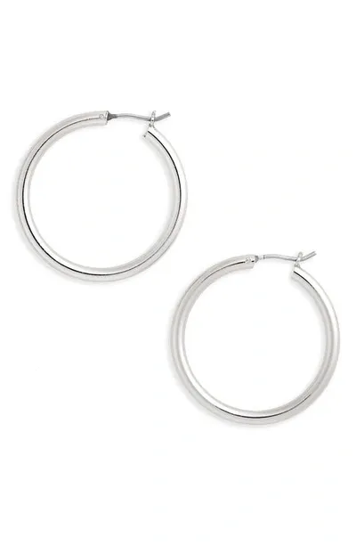 Halogenr Medium Endless Hoops In Rhodium