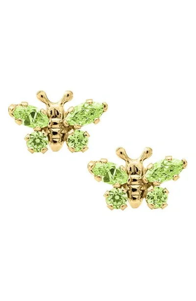 Mignonette Babies' Butterfly Birthstone Gold Earrings In August