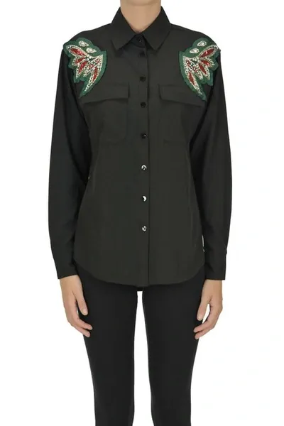 Odi Et Amo Jewel Details Shirt In Black