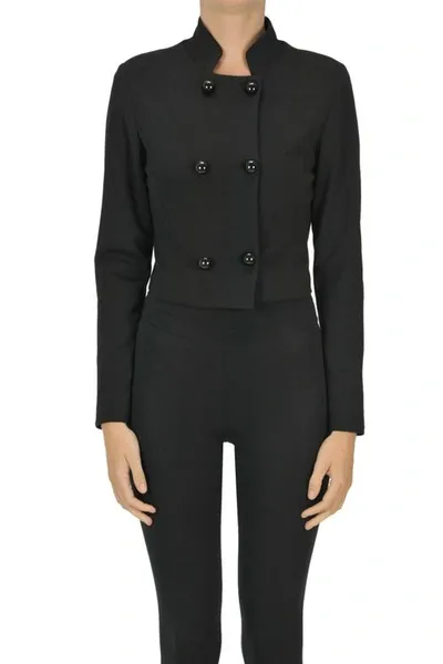 Nualy Cropped Double Breasted Blazer In Black