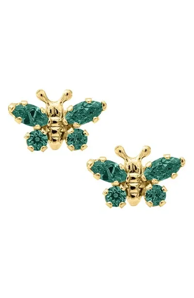 Mignonette Babies' Butterfly Birthstone Gold Earrings In May