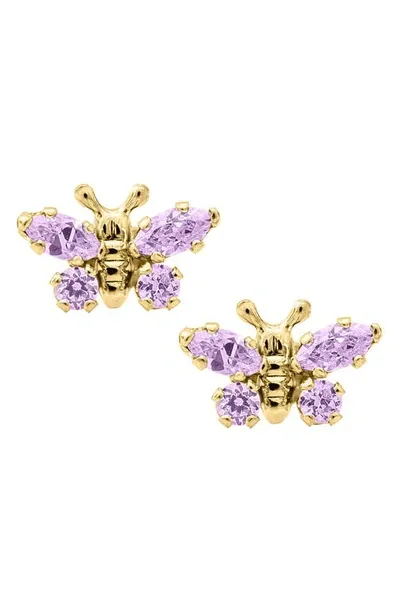 Mignonette Babies' Butterfly Birthstone Gold Earrings In June