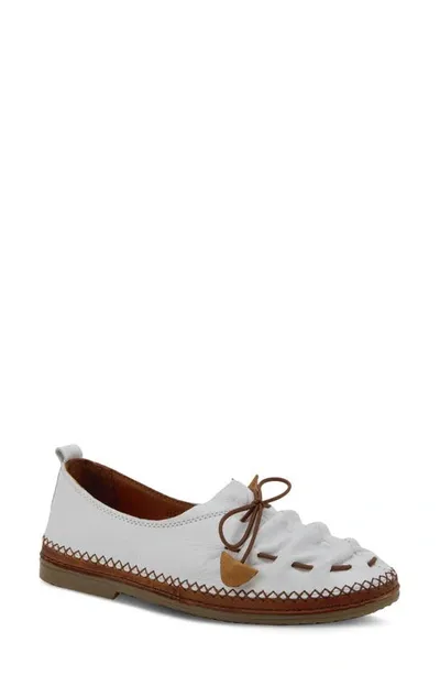 Spring Step Berna Flat In White Leather