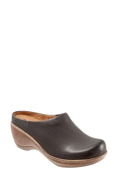 Softwalkr Madison Clog In Dark Grey Leather