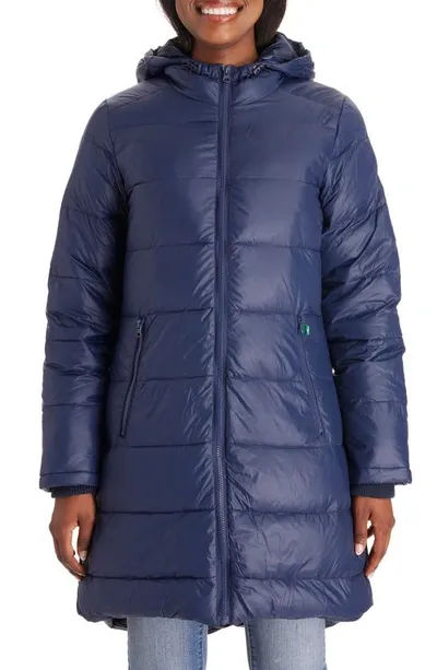 Modern Eternity 3-in-1 Waterproof Quilted Down & Feather Fill Maternity Puffer Coat In Navy