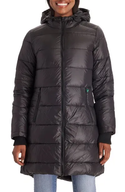 Modern Eternity 3-in-1 Waterproof Quilted Down & Feather Fill Maternity Puffer Coat In Black