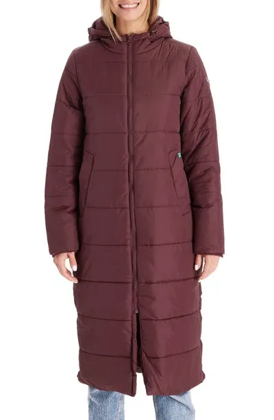 Modern Eternity 3-in-1 Long Quilted Waterproof Maternity Puffer Coat In Burgundy