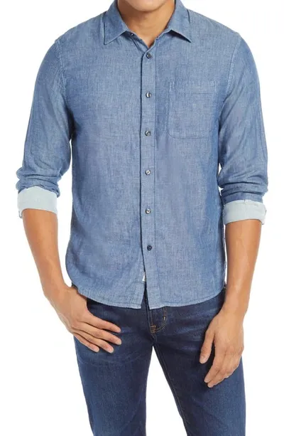 Kato Slim Fit Double Gauze Button-up Shirt In Light Indigo