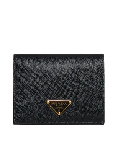 Prada Small Saffiano Wallet In Black