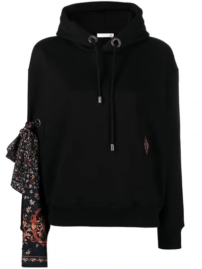 Chloé Scarf-detail Drawstring Hoodie In Black