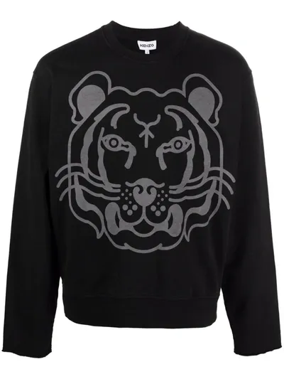 Kenzo Graphic-print Long-sleeve Sweatshirt In Black