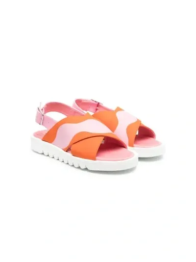 Stella Mccartney Kids' Cross-strap Two-tone Sandals In Pink