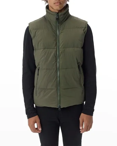 The Very Warm Men's Quilted Funnel-neck Vest In Olive