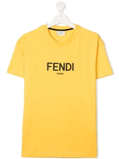 Fendi Teen Logo-print T-shirt In Yellow