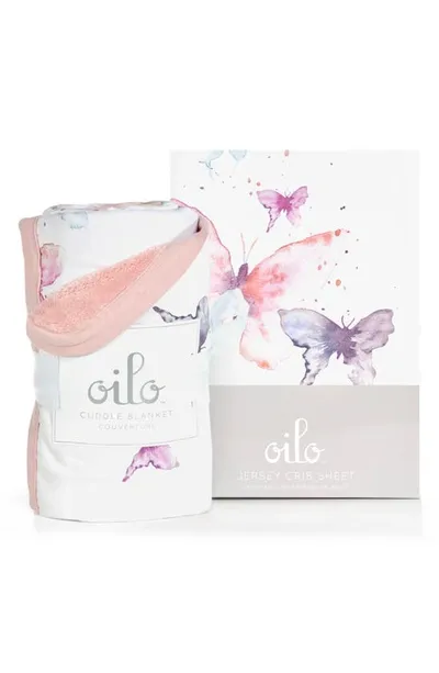 Oilo Kids'  Bella Cuddle Blanket & Fitted Crib Sheet Set In Butterfly