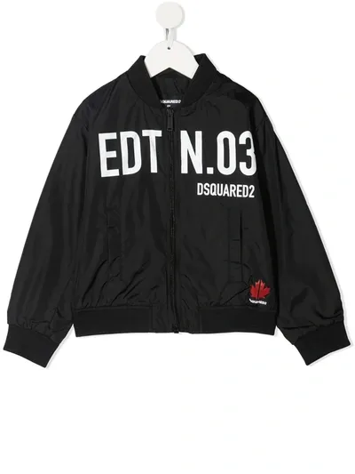 Dsquared2 Teen Logo Print Bomber Jacket In Black