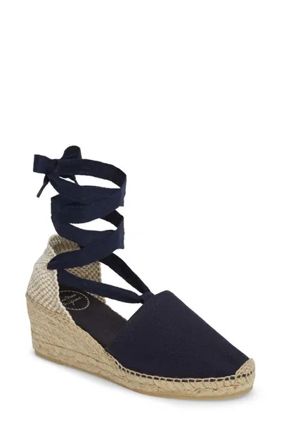 Toni Pons Valencia Wraparound Espadrille Wedge In Navy Fabric