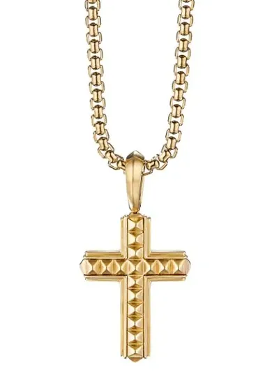 David Yurman 18kt Gold Cross Pendant In Yellow