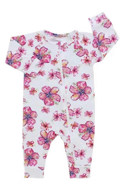 Coco Moon Babies' Hibiscus Romper In Pink