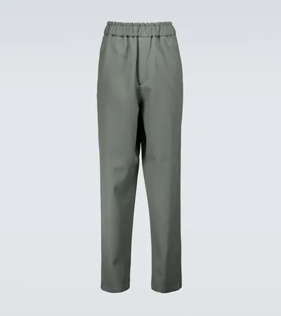 Jil Sander Elasticated-waist Wool Trousers In Grey