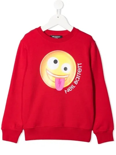 Neil Barrett Teen Smile-print Cotton Sweatshirt In Red