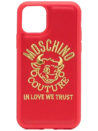 Moschino Embroidered Logo Iphone 11 Pro Case In Red