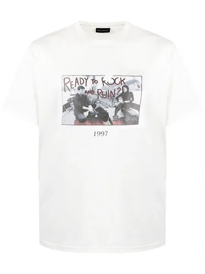 Throwback White T-shirt With Fishing Print