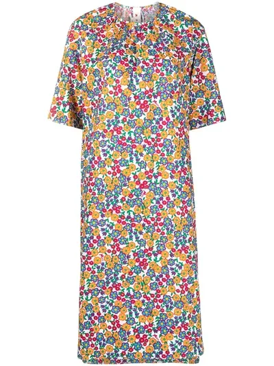 Marni Egg-shaped Dress In Pop Garden Print Cotton In Multicolour