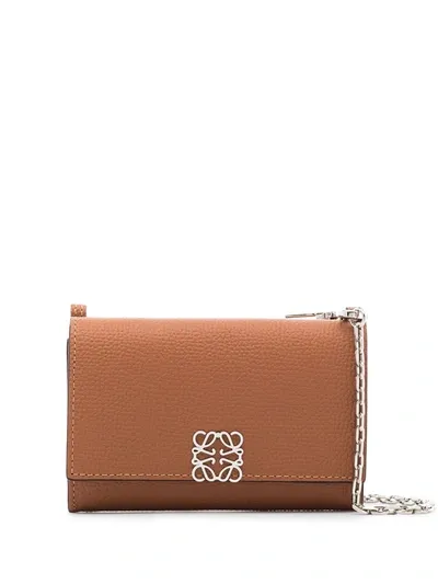 Loewe Brown Anagram Chain Strap Leather Wallet