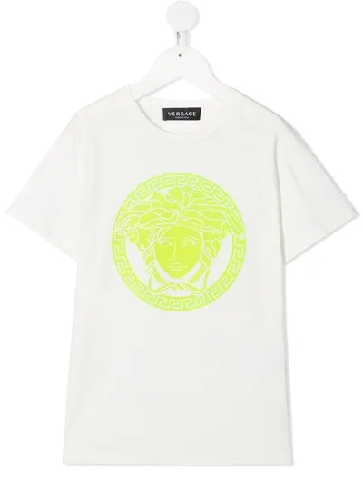 Young Versace Teen Medusa Head-print T-shirt In Bianco