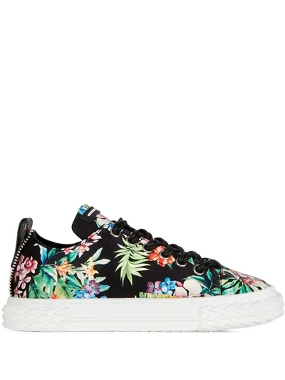 Giuseppe Zanotti Floral Print Sneakers In Black