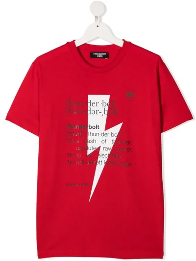 Neil Barrett Teen Thunderbolt Definition Print T-shirt In Red