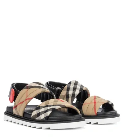 Burberry Vintage Check Cotton And Leather Sandals In Archive Beige