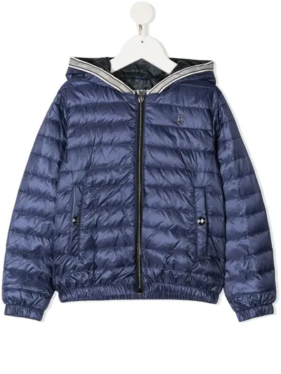 Herno Kids' Zip-up Hooded Puffer Jacket In Blue