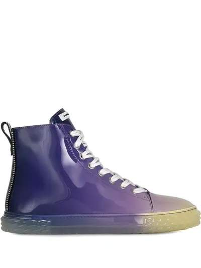 Giuseppe Zanotti Men's Blabber Ombre Patent High-top Sneakers In Blueberry