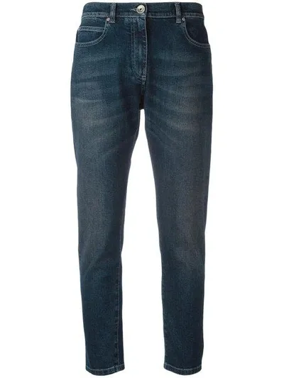 Eleventy Cropped-jeans Mit Tragefalten In Blue