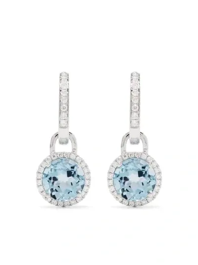 Kiki Mcdonough Grace 18k White Gold Mini Blue Topaz Diamond Drop Earrings