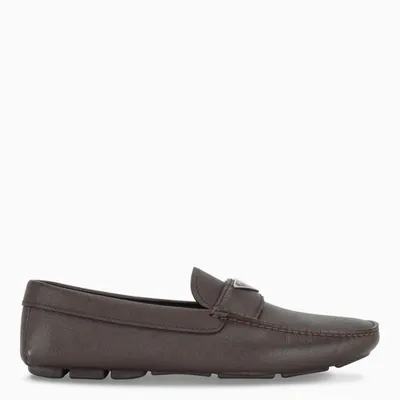 Prada Saffiano Leather Loafers In Brown