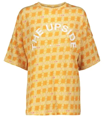 The Upside Shibori Carla Printed Cotton And Linen-blend Jersey T-shirt In Yellow