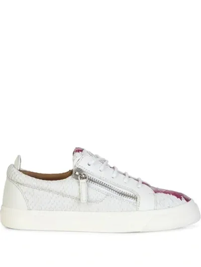 Giuseppe Zanotti Frankie Snakeskin-effect Zip-detail Sneakers In White