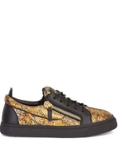 Giuseppe Zanotti Frankie Snake-effect Sneakers In Gold