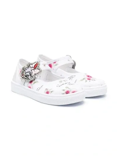 Monnalisa Kids' Daisy Touch-strap Sneakers In White