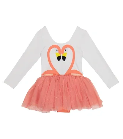 Stella Mccartney Kids' Multicolor Dress For Babygirl With Flamingos In White