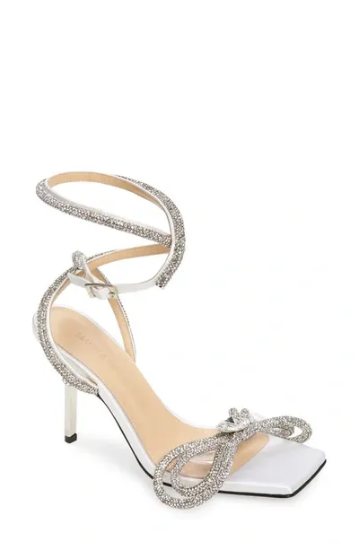 Mach & Mach Double Crystal Bow Square Toe Sandal In Pink