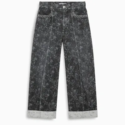 Chloé Printed High-waist Jeans With Lapels In Obscure Grey